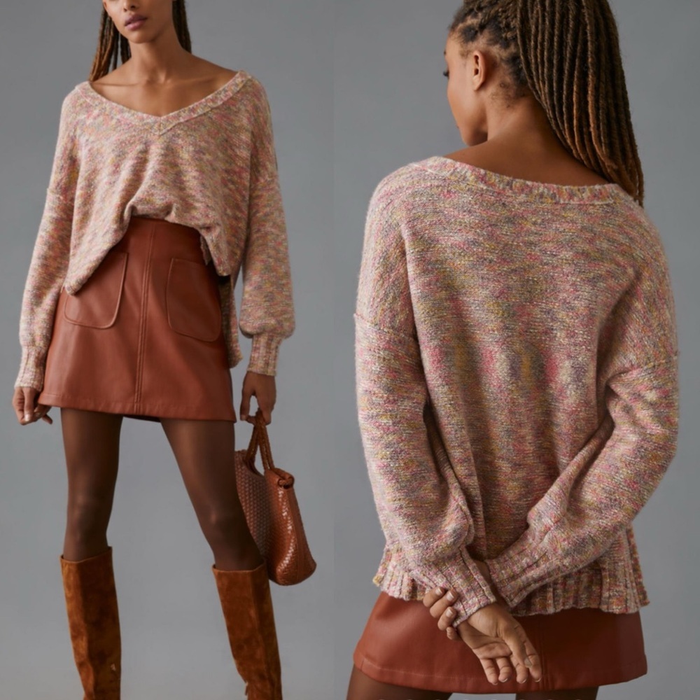 Anthropologie Multicolor V-Neck Sweater